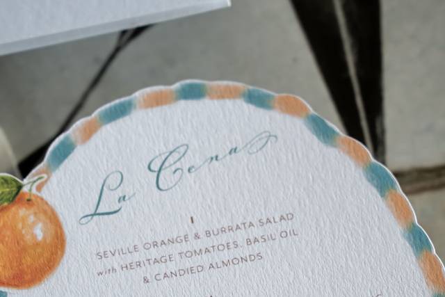 Hand painted menu