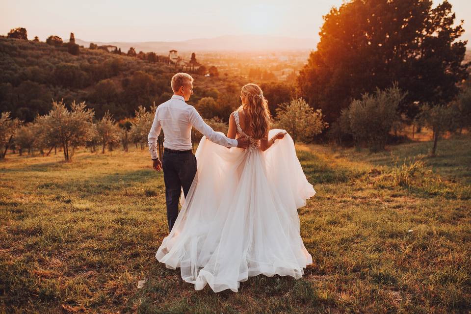 Sunset by the olive groves