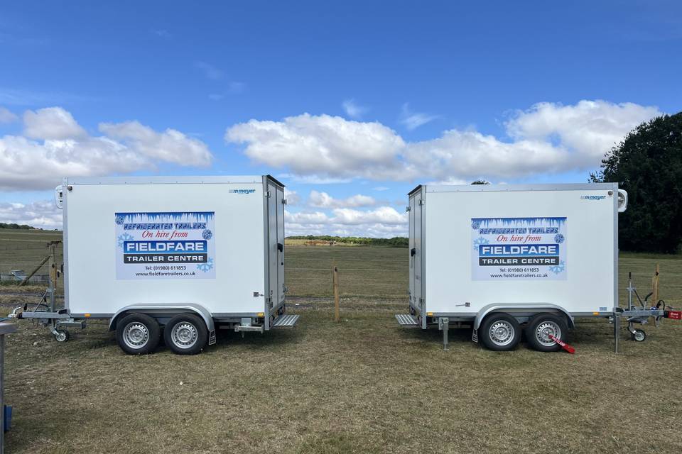 Two trailers set up