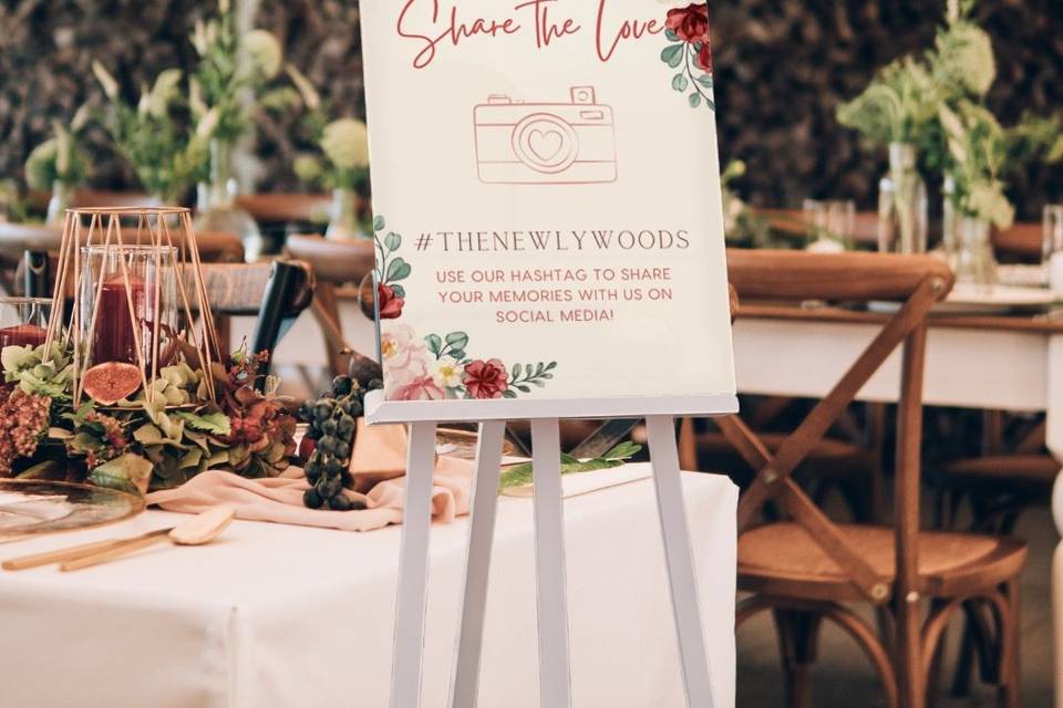 Floral hashtag sign