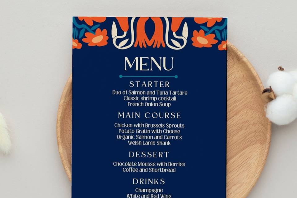 Retro Wedding Menu