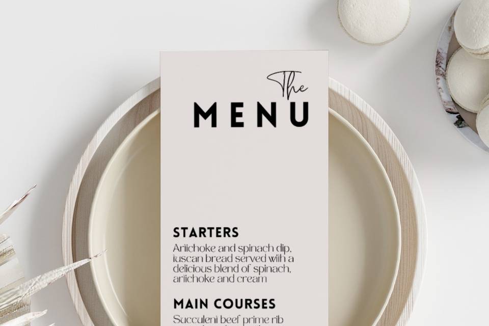 Modern Wedding Menu