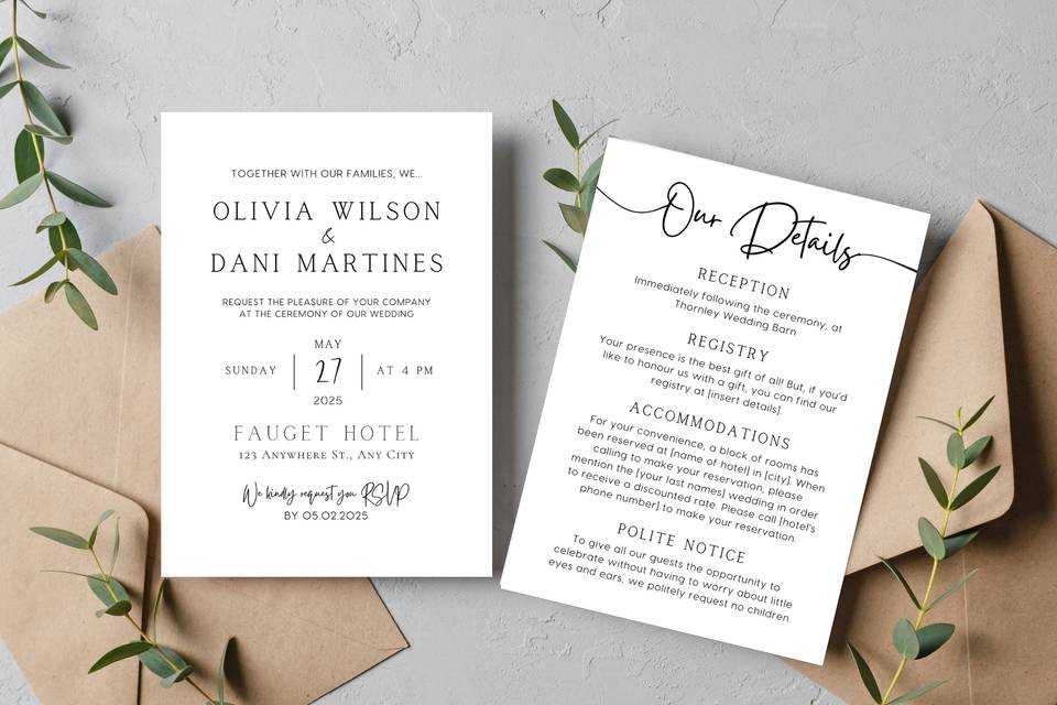 Timeless White Invitations