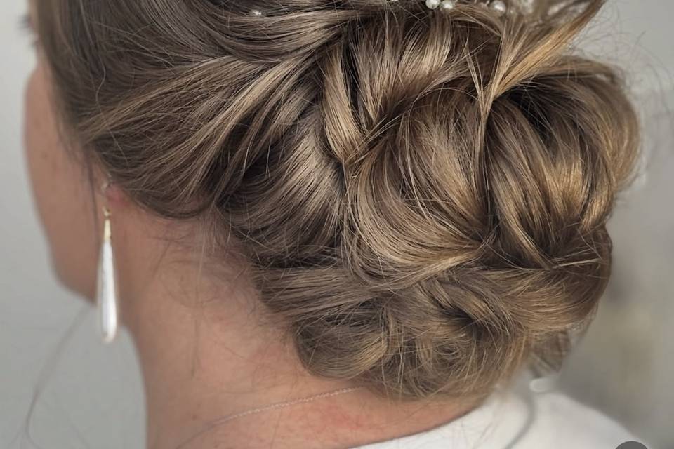 Textured low updo