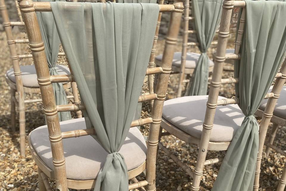 Sage chiffon chair drapes