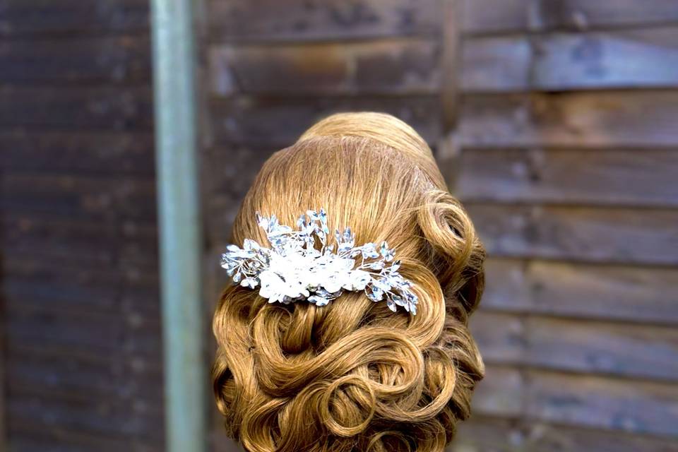 Wavy bridal updo