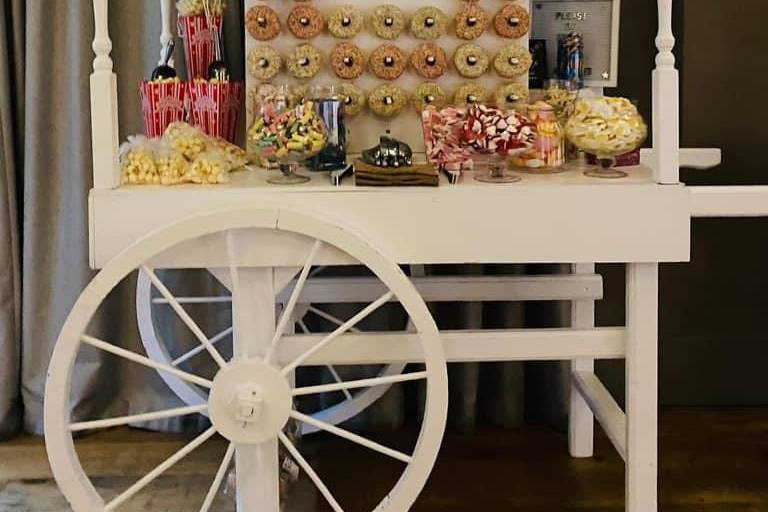 Sweet cart with doughnut wall