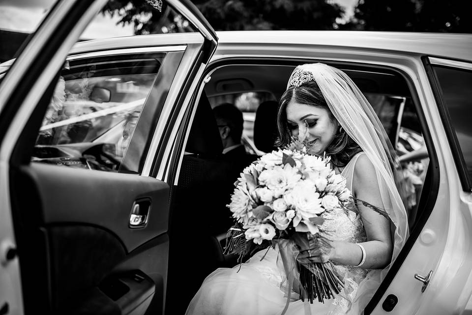 Beautiful bride arriving