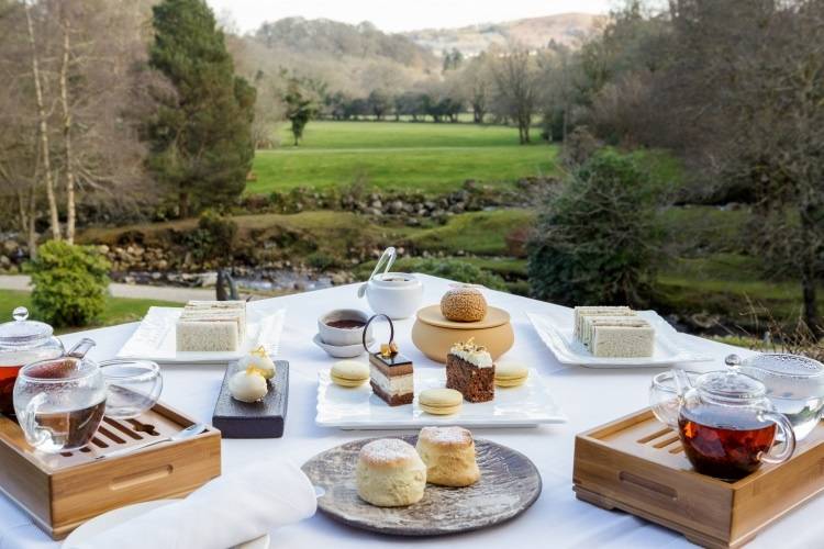 Afternoon tea with a view at Gidleigh Park