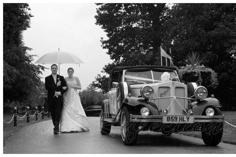 Wedding in the rain at Llyndir Hall