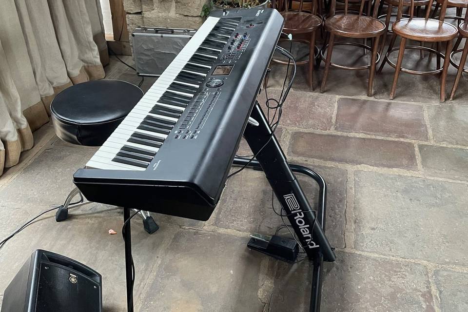 Portable stage piano set up..