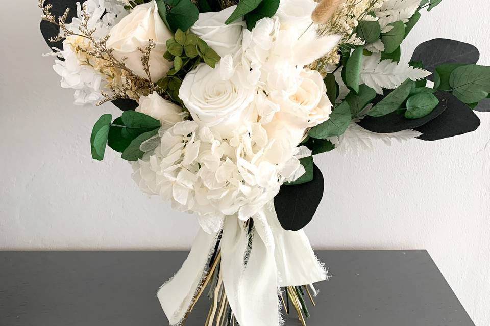 Green and white bridal bouquet