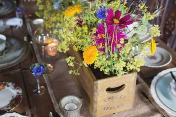 Boxed-flower centrepieces