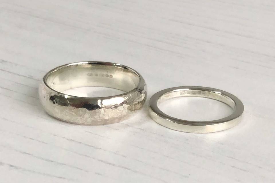 Hammered White Gold Rings