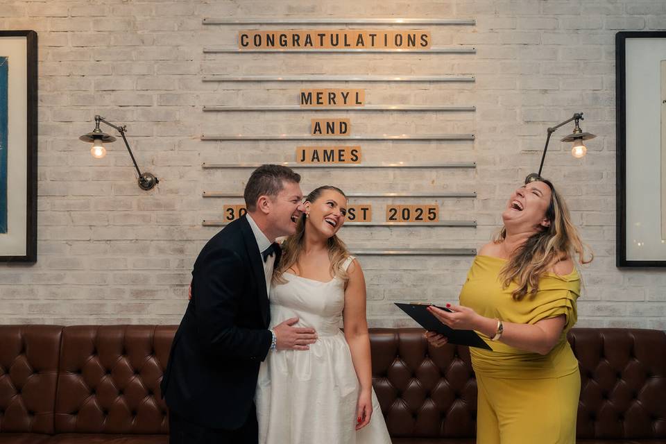 Fun loving London ceremony