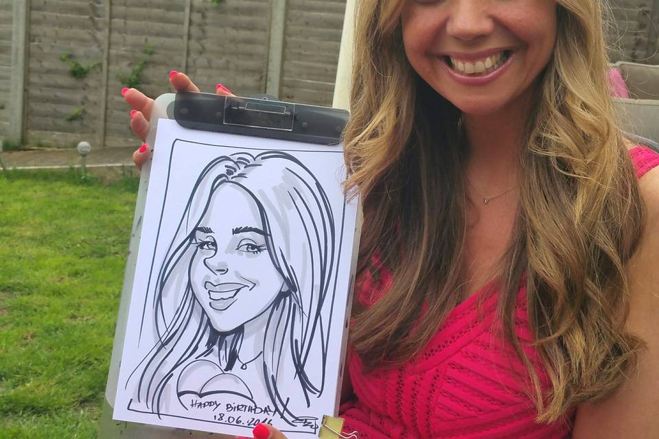 Caricature artist on a wedding