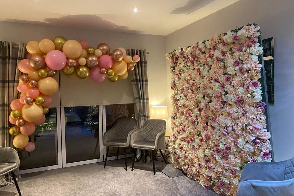 Flower wall hire in homes.