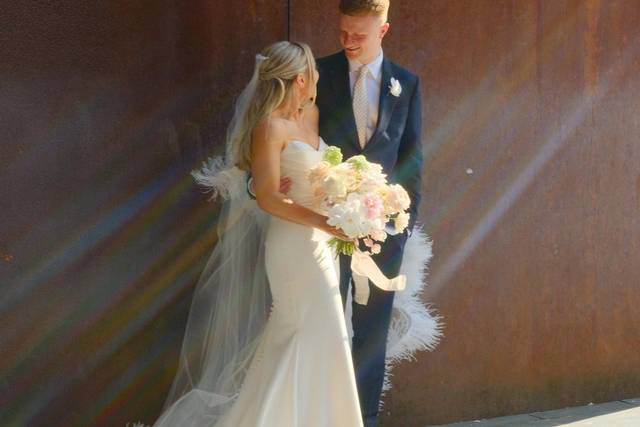 Newlyweds, staged.