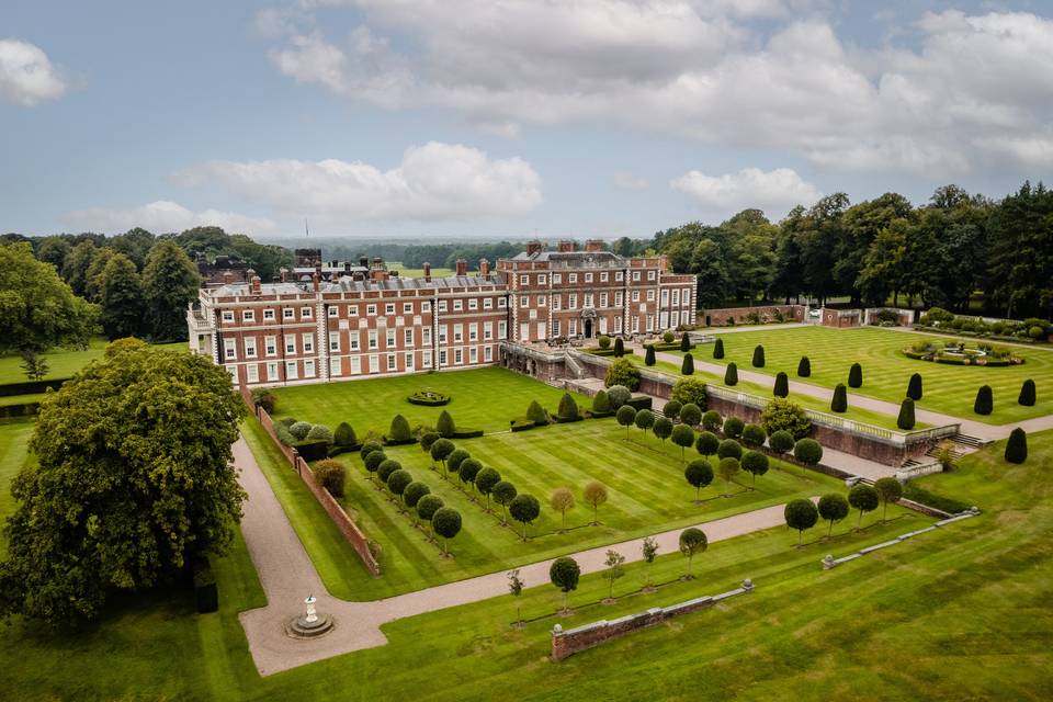 Aerial view of Knowsley Hall