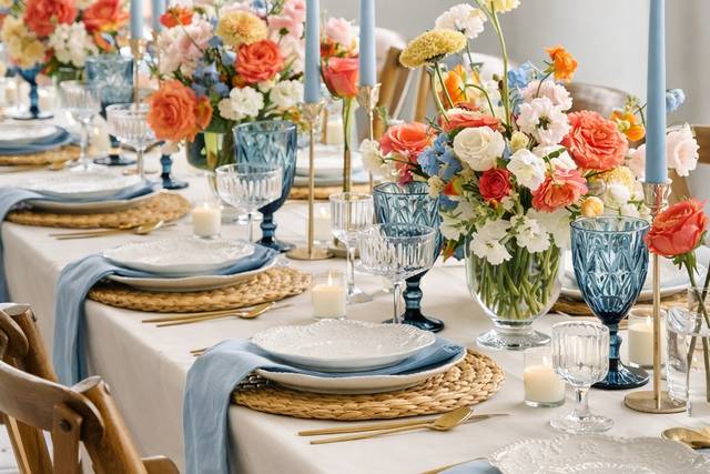 Dusty pink & orange table setu