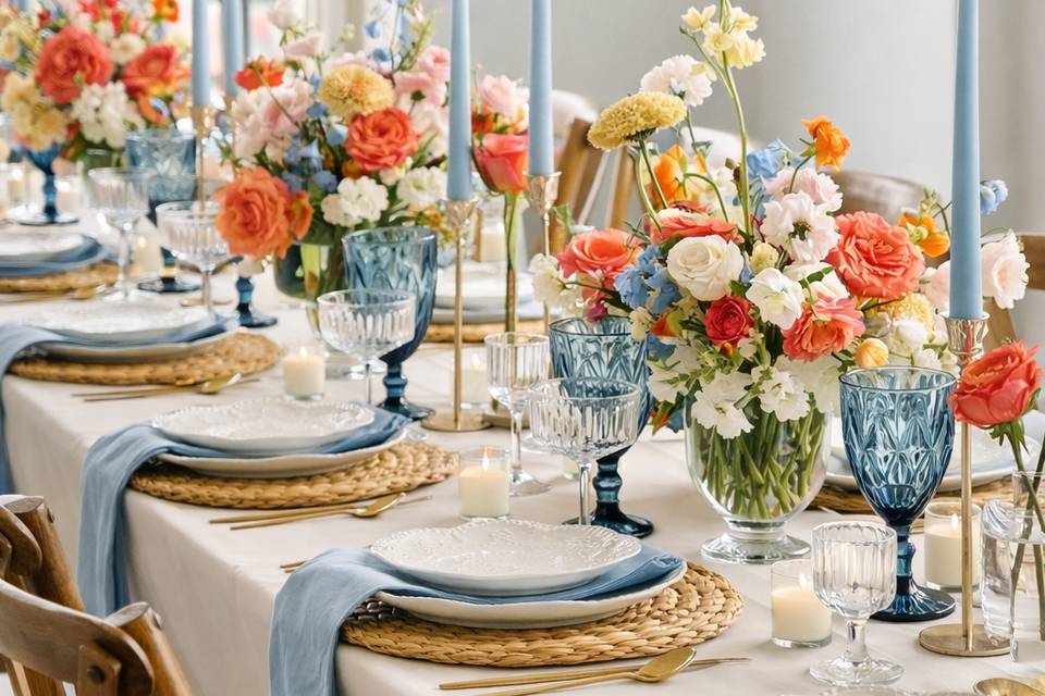 Dusty pink & orange table setu