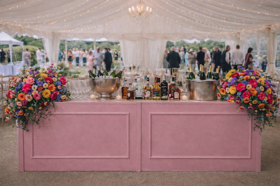 Dusty pink bar setup