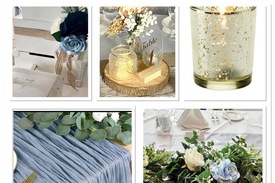 Dusty blue & gold