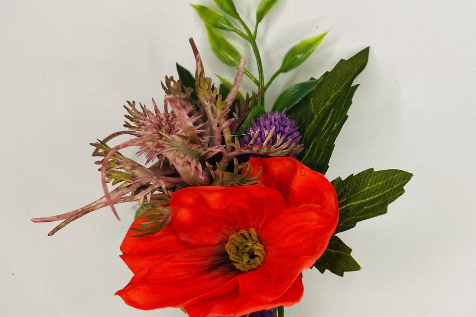 Poppies buttonhole groom