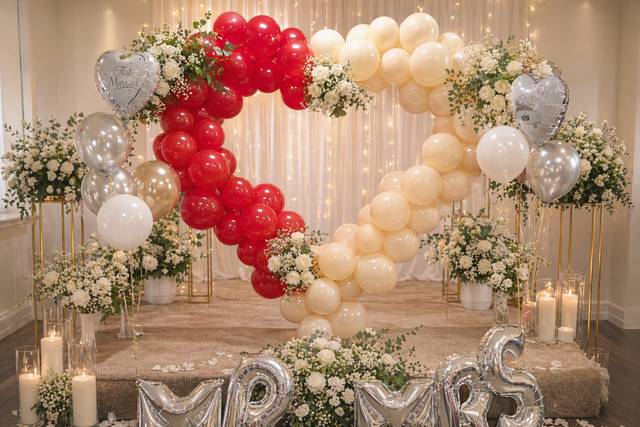 Red and white heart arch
