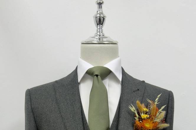 DarkGreen Flannel Wedding Suit