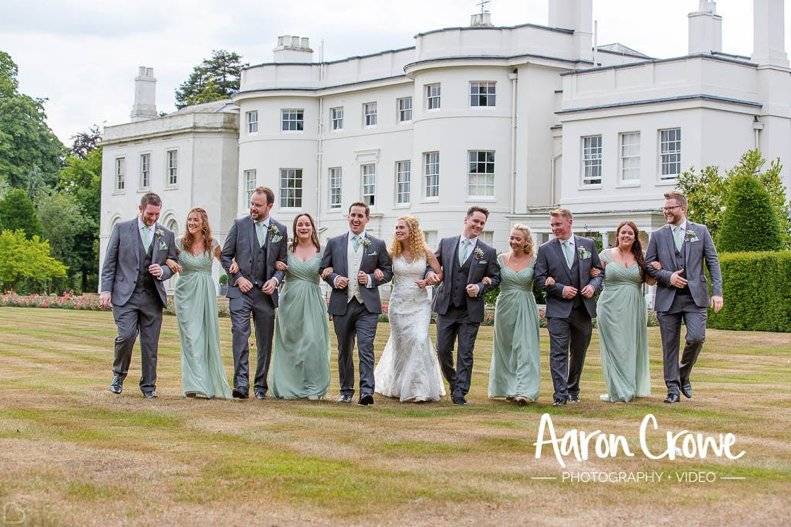 Bride and groom with members of the wedding party