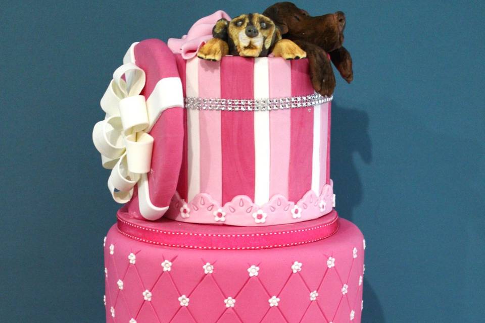 Dogs in Basket birthday cake