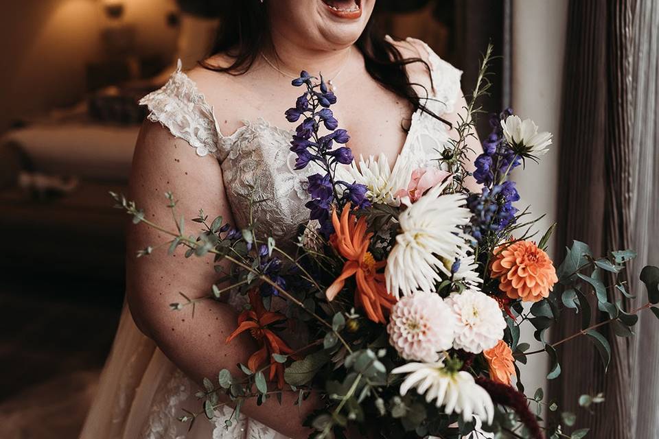 Bride with her bouquet