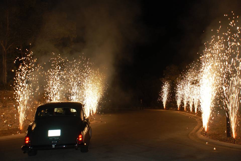 Driveway Fireworks: to arrive or leave in style!