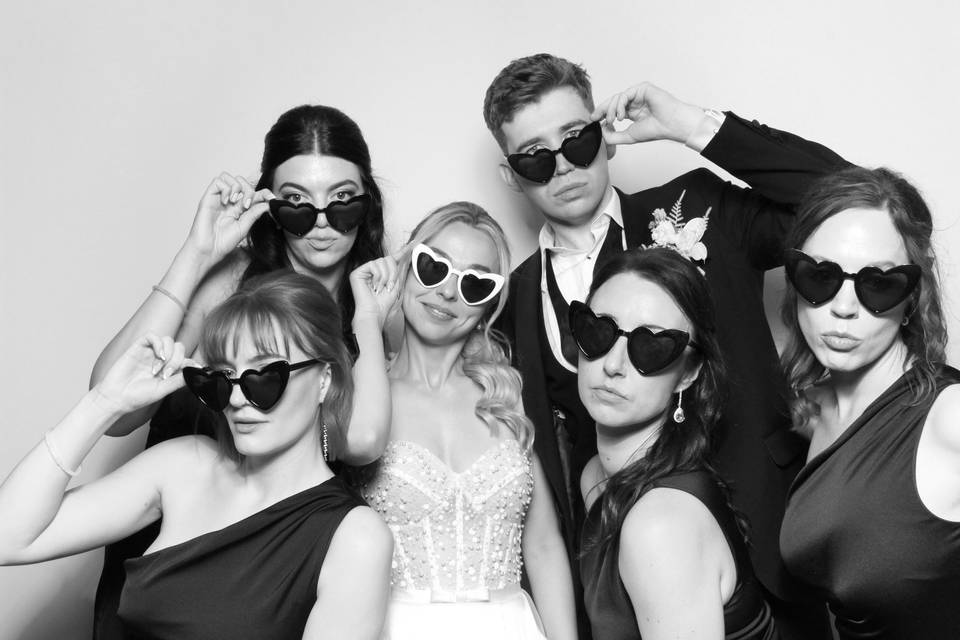 Bride squad B&W photo