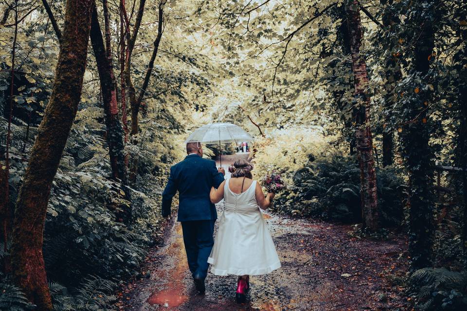 Woodland wedding walk photo