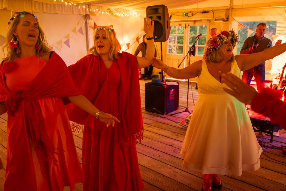 Bridesmaids dancing photograph