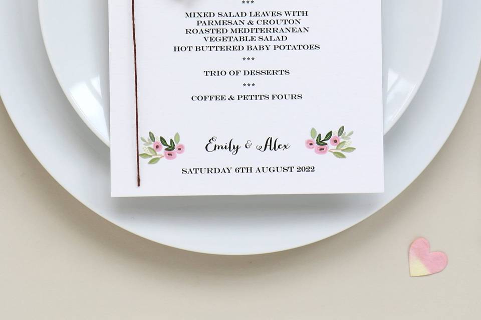 Paper rose place setting