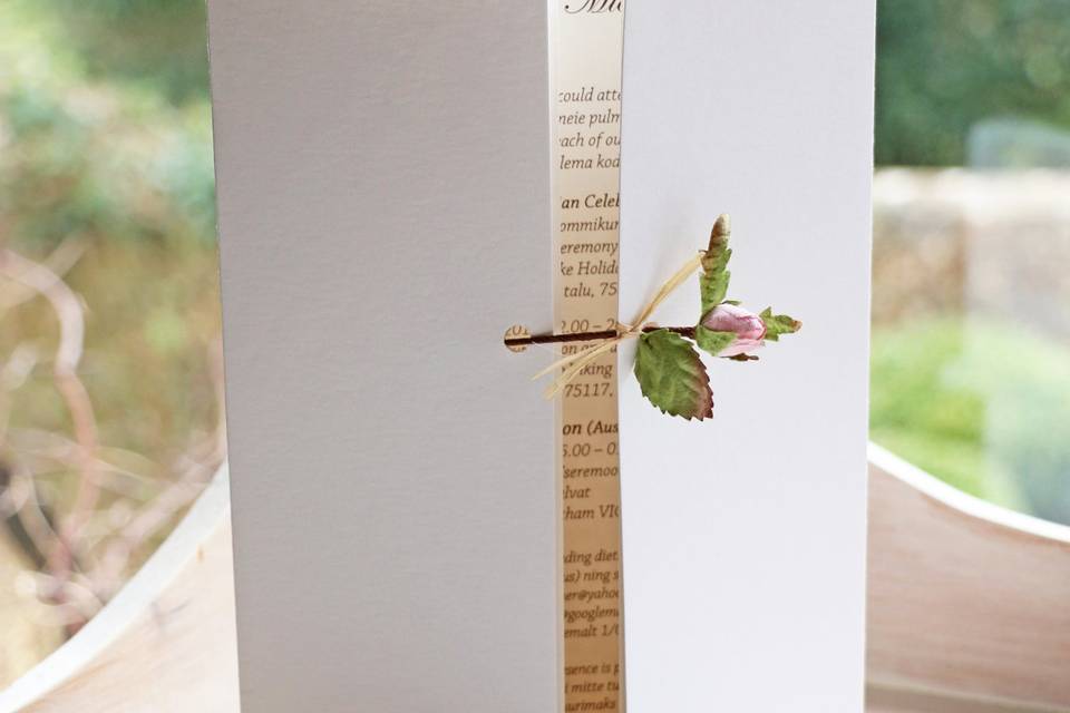 Paper rosebud invitation