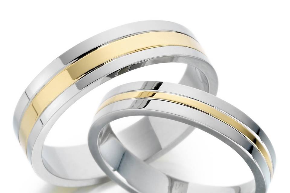 White & yellow gold rings