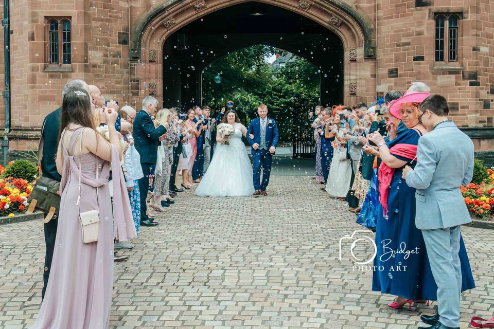 Bubble arch with wedding guest