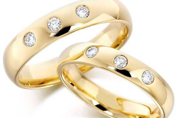 Diamond set wedding rings