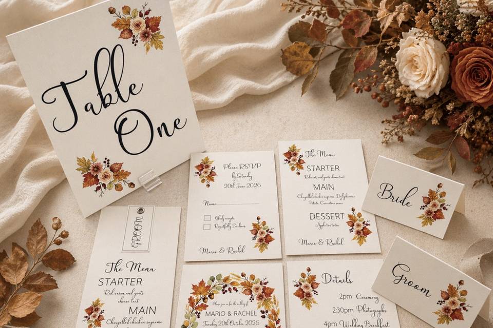 Autumn themed wedding suite