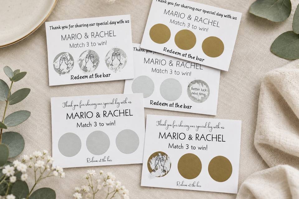 Scratch card favours