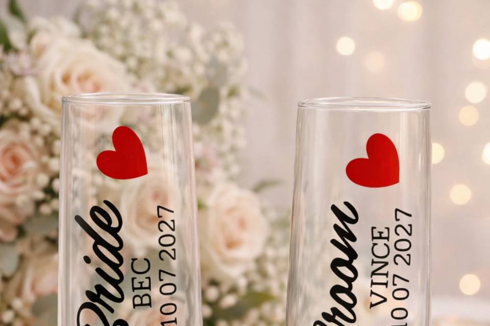 Personalised champagne flutes