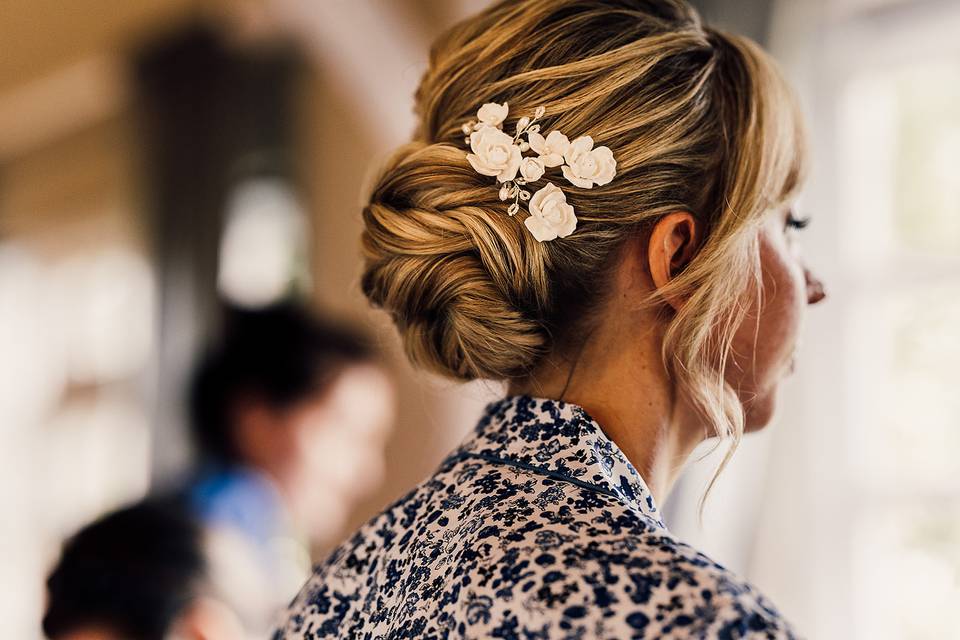 Bridal hair at Loseley Park