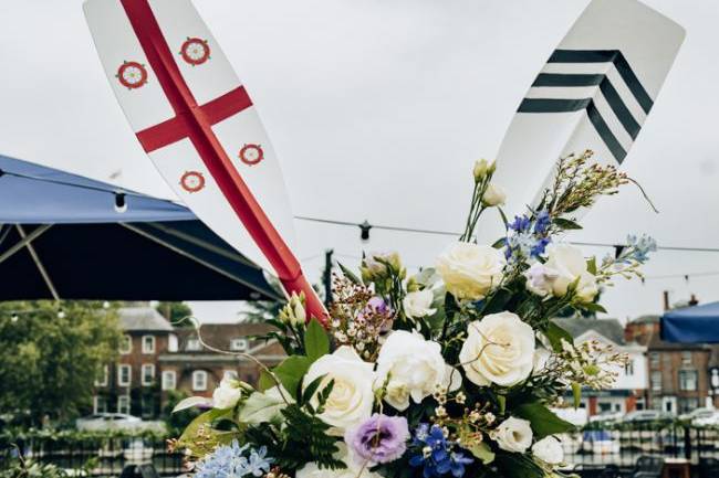 Rowing theme wedding arch