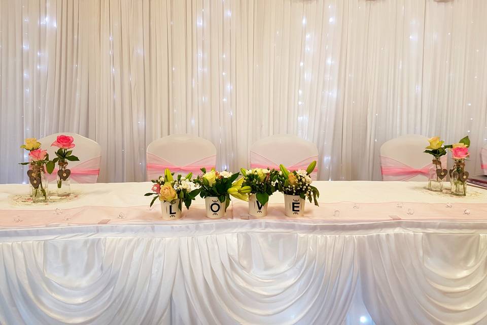 Twinkle backdrop and table ski