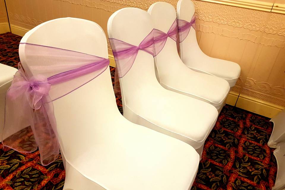 Chair covers organza sashes
