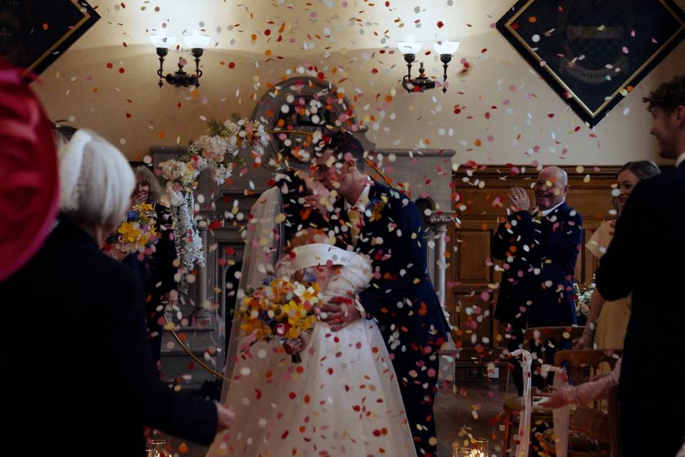 Showered in confetti